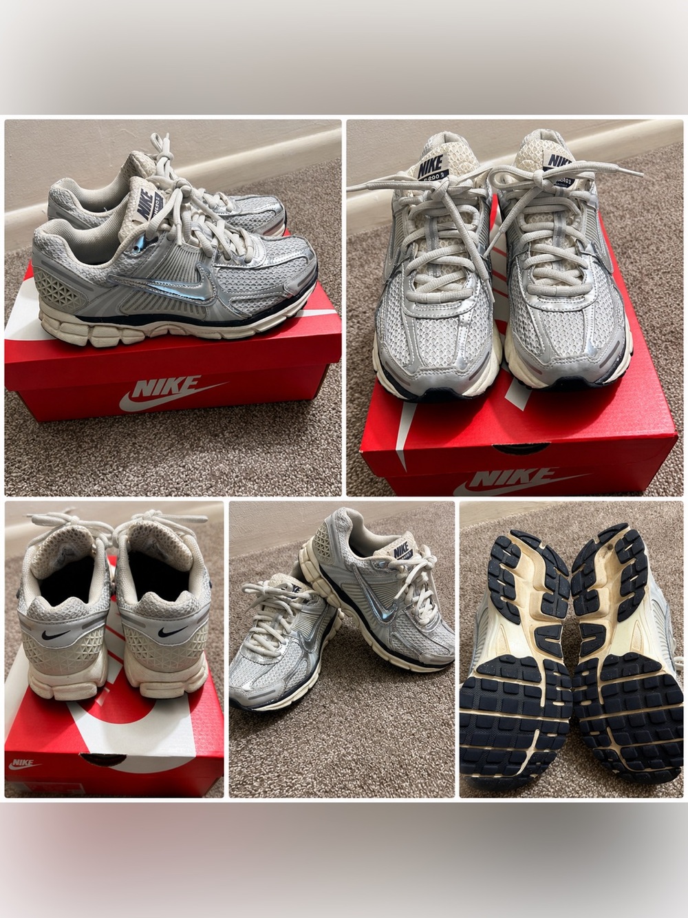 Nike Women’s/ Men’s Metallic Silver and Black Sneakers Women’s Size 9/ Men’s 7.5